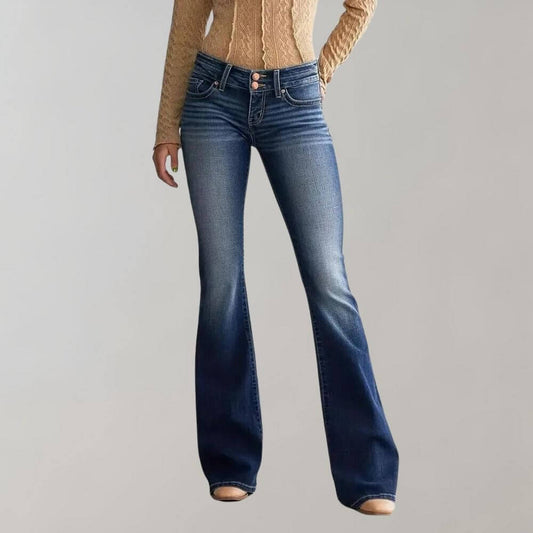 Women's Mid-Waist Slim Fit Stretch Flared Jeans