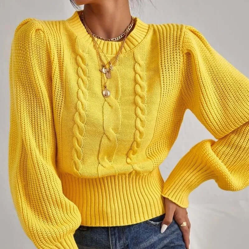 Women's Knitted Lantern Sleeve Sweater