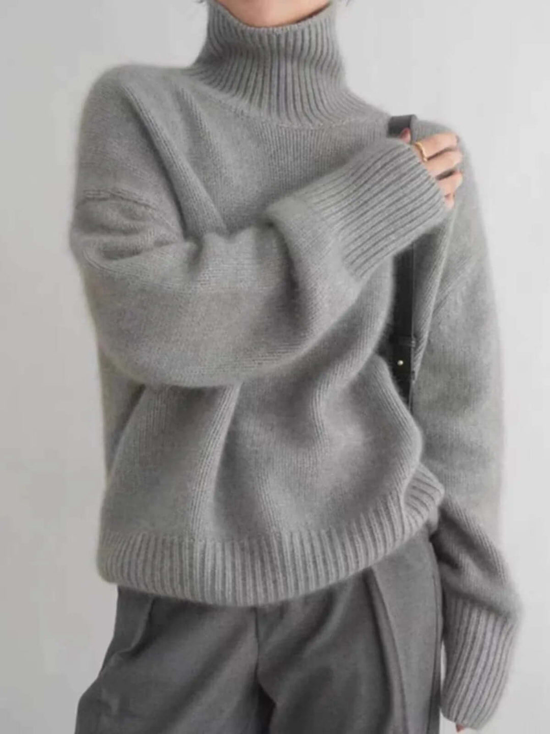 Women's Loose Knit High Neck Sweater