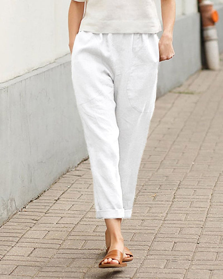 Women's Cropped Casual Pants with Pockets