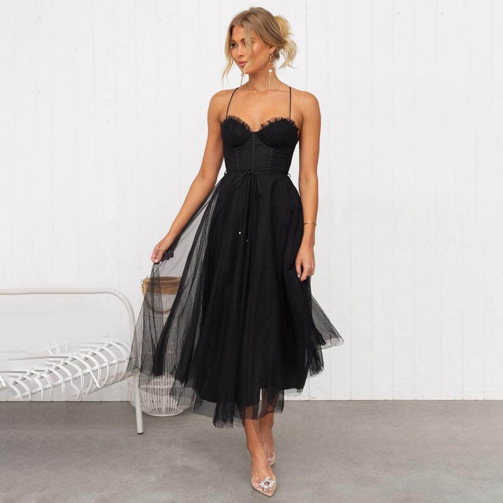 Women's Mesh Midi Evening Dress