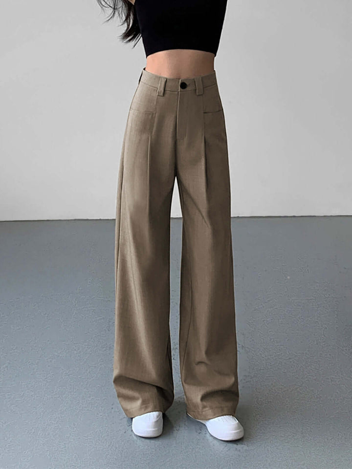 Women's Elegant High-Waisted Wide-Leg Trousers