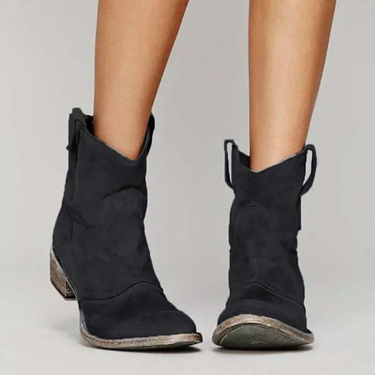 Women's Vintage Leather Cowboy Ankle Boots