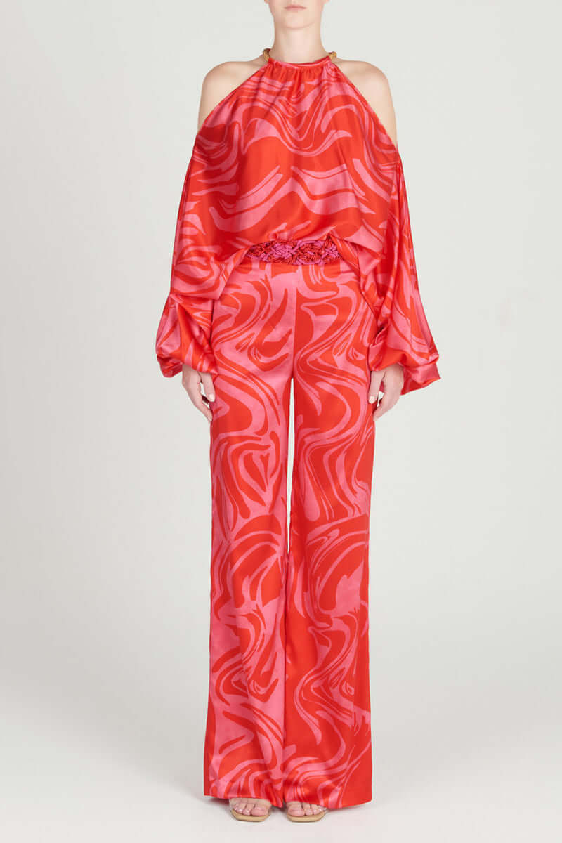 Women's Printed Off-Shoulder Long Sleeve Two-Piece Set