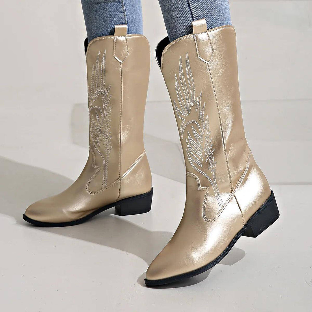 Women's PU Leather Cowboy Boots