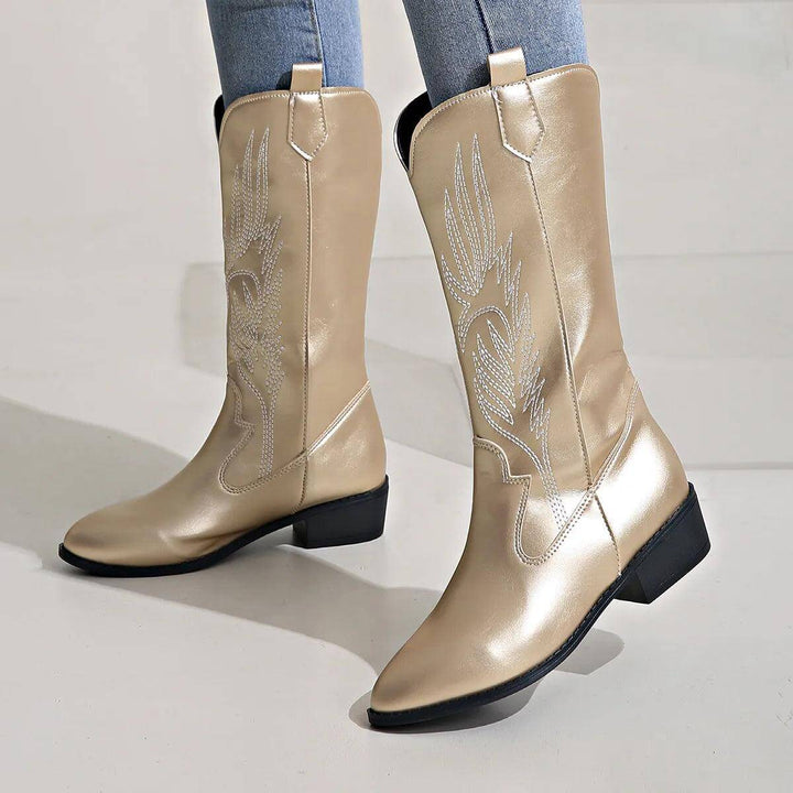 Women's PU Leather Cowboy Boots