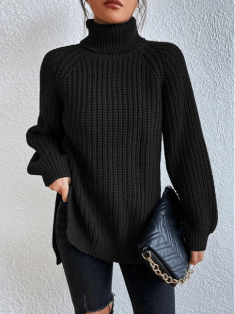 Women's Turtle Ribbed Knit Sweater