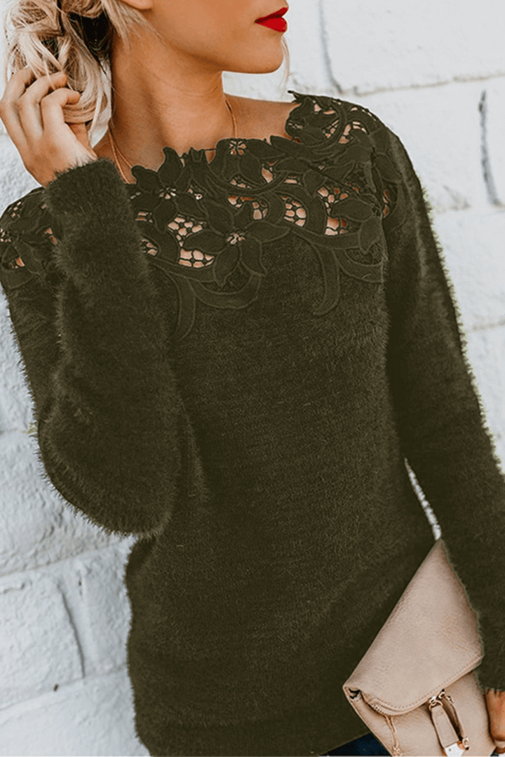 Women's Lace Detail Knitted Sweater Top
