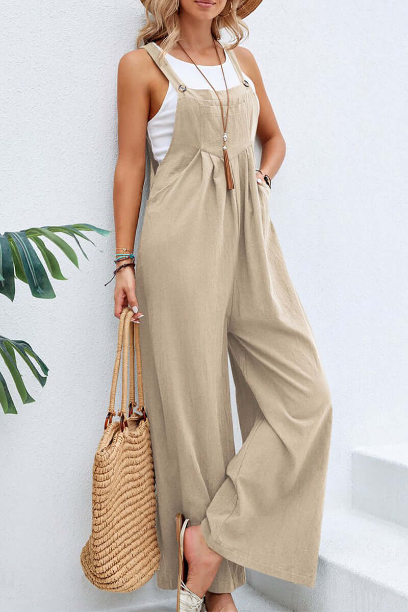 Women's Wide Neck Spaghetti Strap Jumpsuit