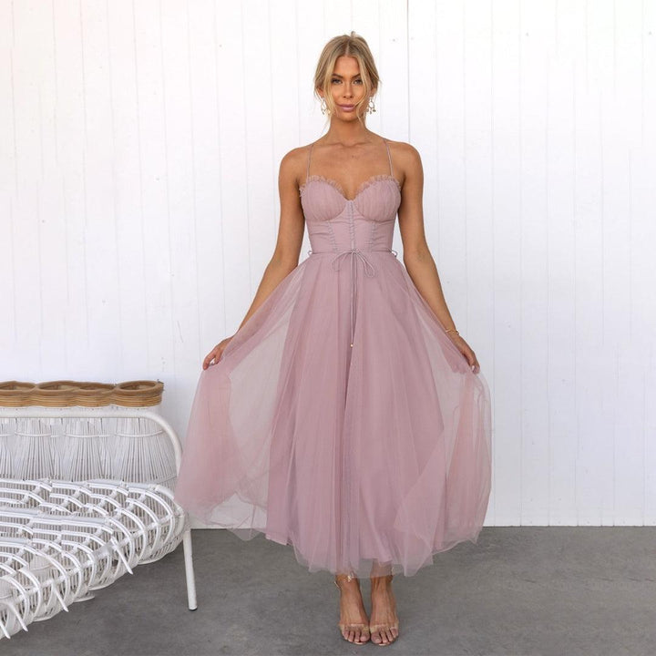 Women's Mesh Midi Evening Dress