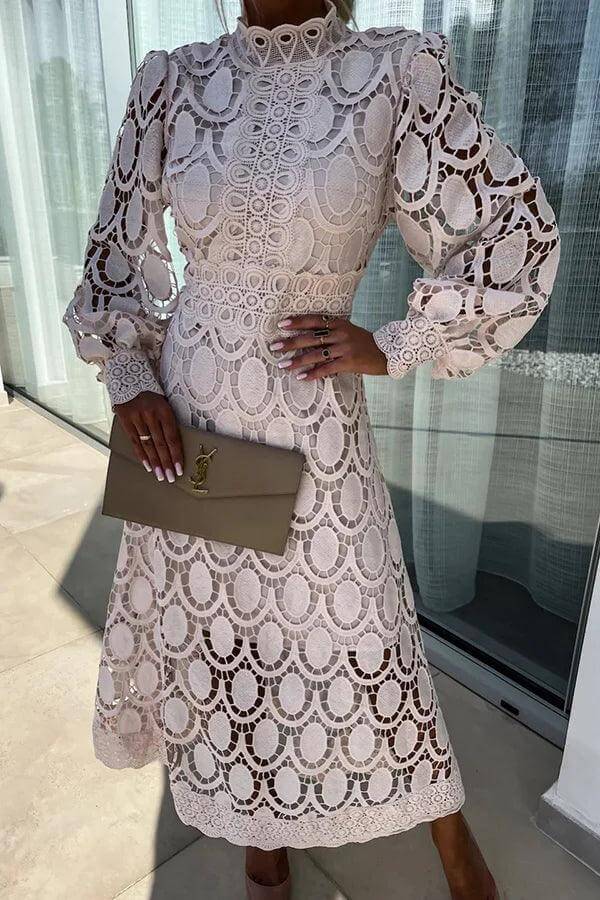 Lace Cut-Out Midi Dress