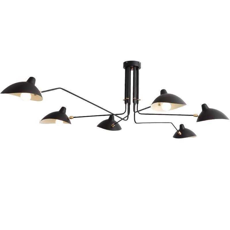 "Adjustable ceiling light with multiple arms, minimalist design, ideal for modern interiors, made of steel and aluminium."