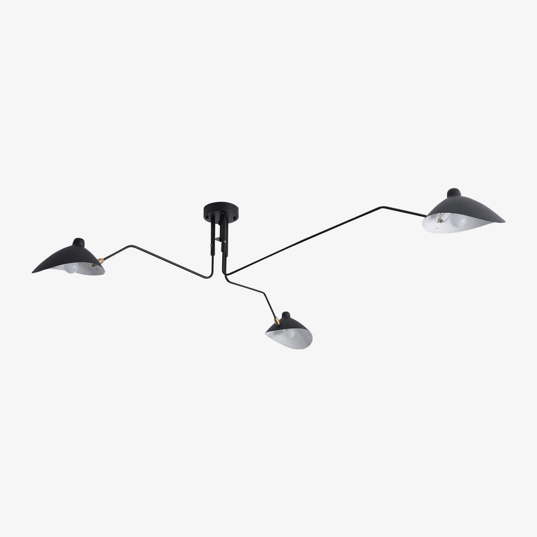 "Adjustable ceiling light with multiple arms, minimalist design, ideal for modern interiors, made of steel and aluminium."