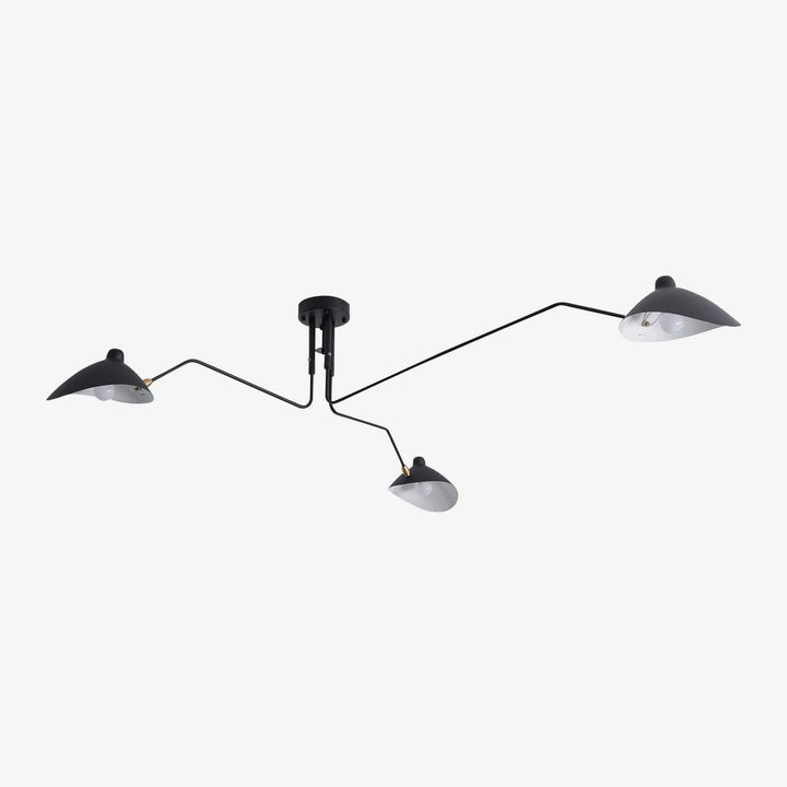 "Adjustable ceiling light with multiple arms, minimalist design, ideal for modern interiors, made of steel and aluminium."