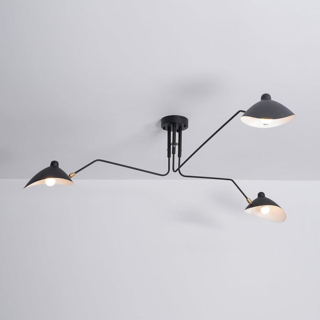 "Adjustable ceiling light with multiple arms, minimalist design, ideal for modern interiors, made of steel and aluminium."