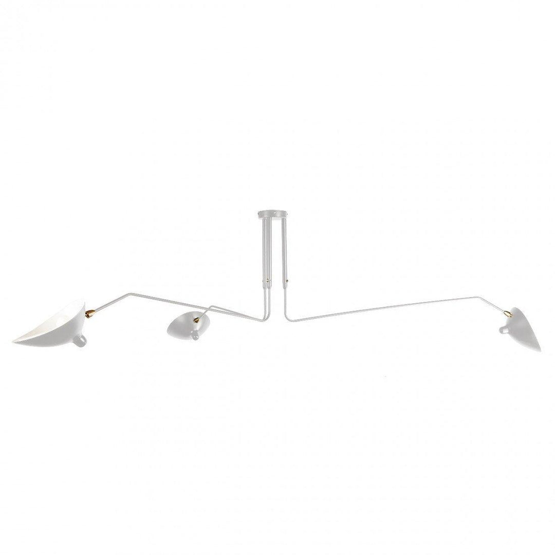 "Adjustable ceiling light with multiple arms, minimalist design, ideal for modern interiors, made of steel and aluminium."