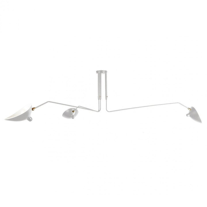"Adjustable ceiling light with multiple arms, minimalist design, ideal for modern interiors, made of steel and aluminium."