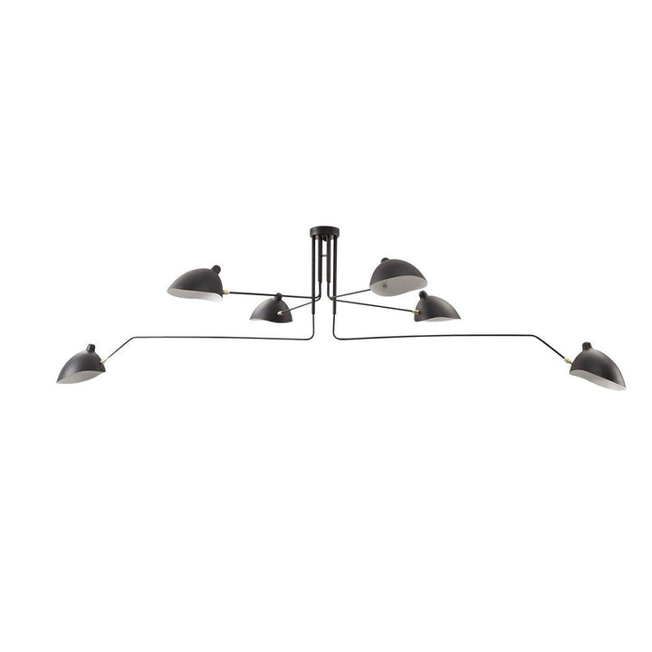 "Adjustable ceiling light with multiple arms, minimalist design, ideal for modern interiors, made of steel and aluminium."