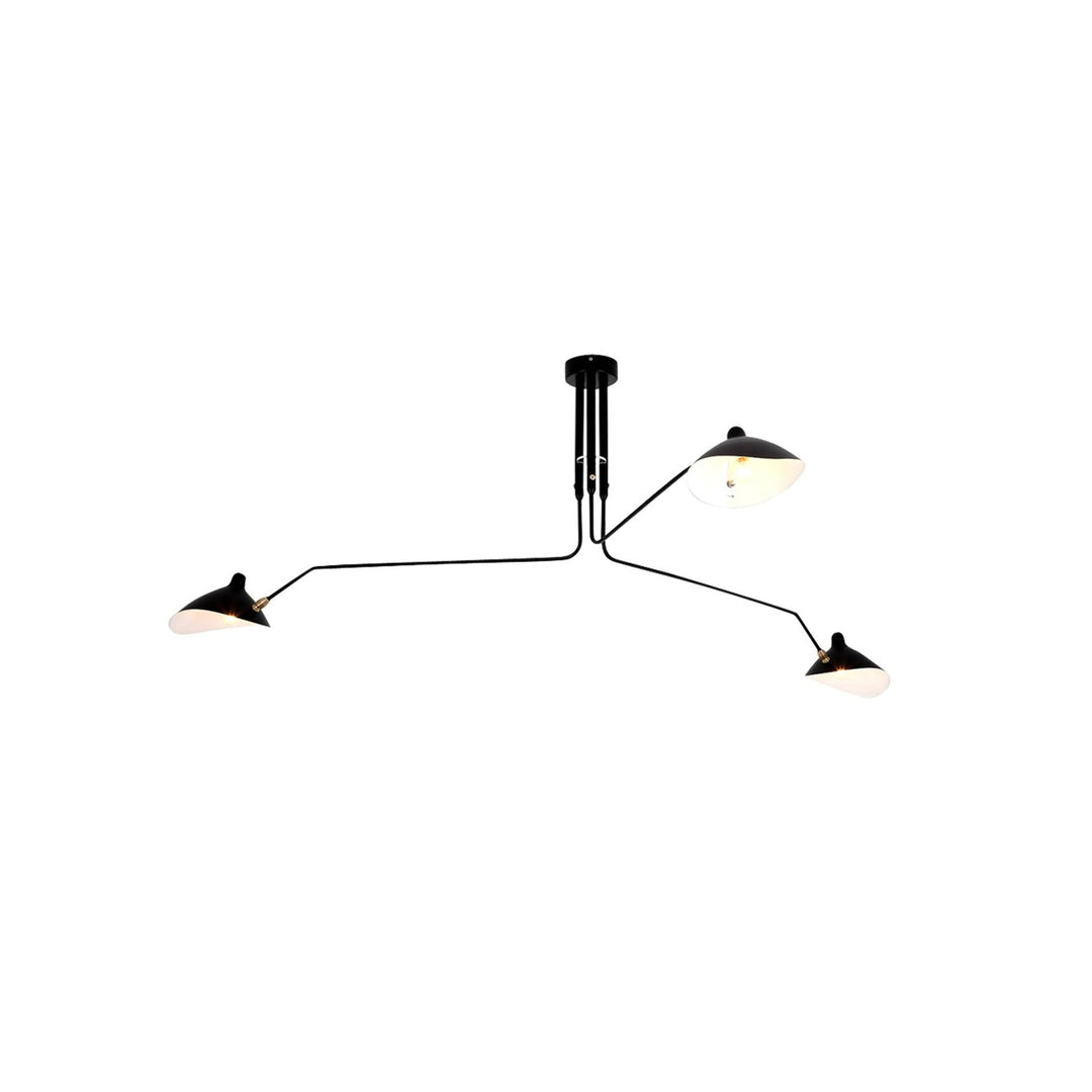 "Adjustable ceiling light with multiple arms, minimalist design, ideal for modern interiors, made of steel and aluminium."
