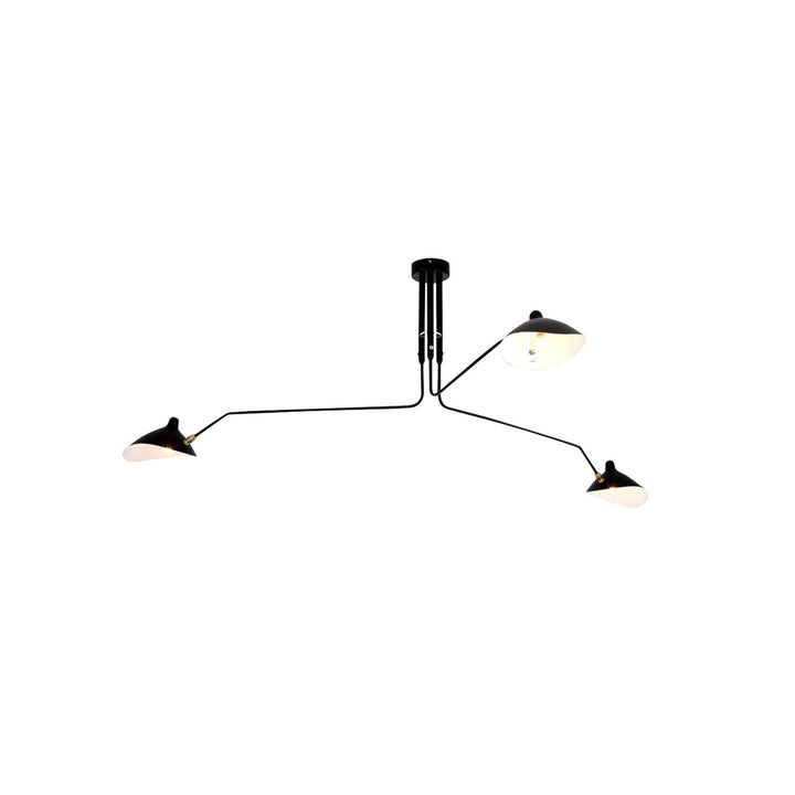 "Adjustable ceiling light with multiple arms, minimalist design, ideal for modern interiors, made of steel and aluminium."