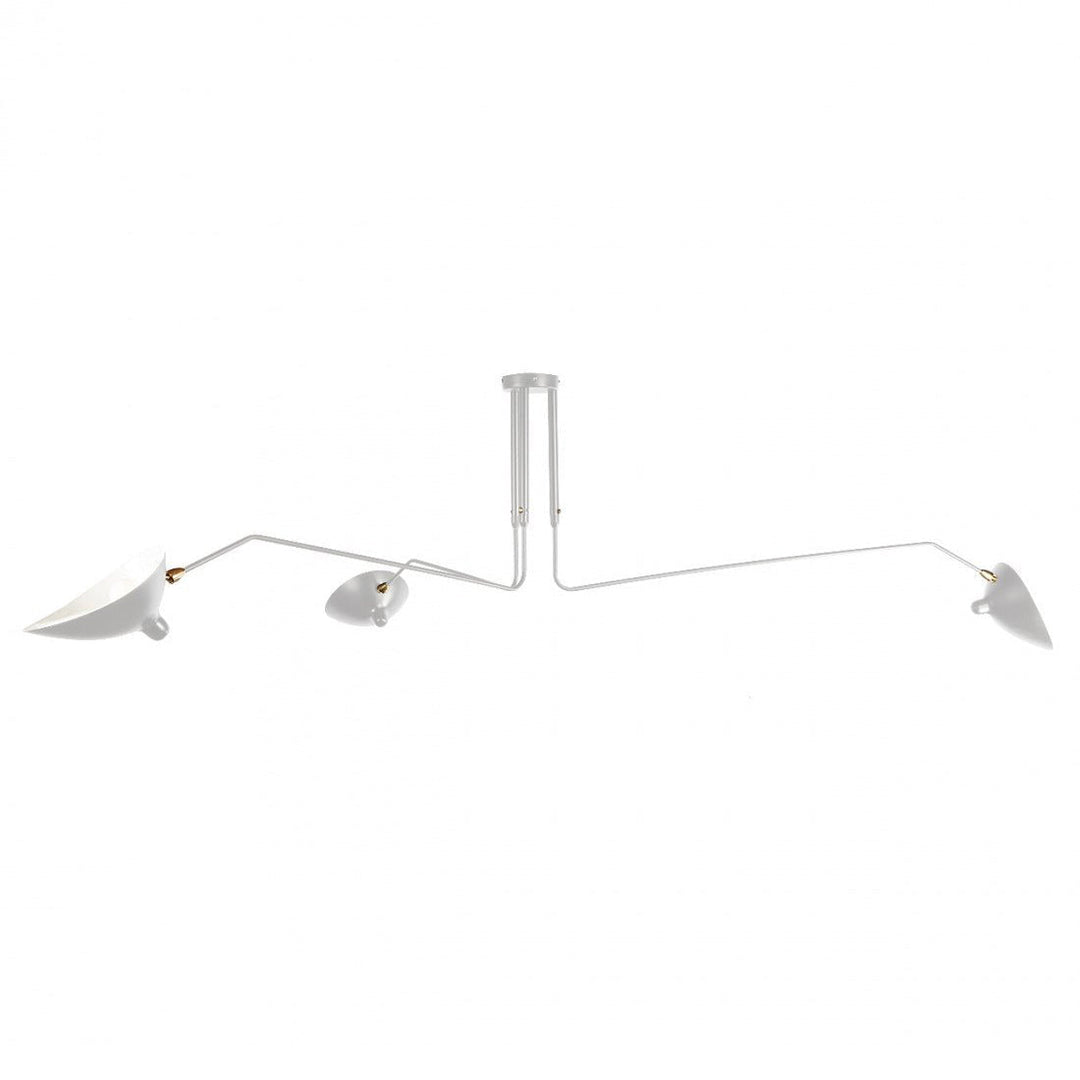 "Adjustable ceiling light with multiple arms, minimalist design, ideal for modern interiors, made of steel and aluminium."