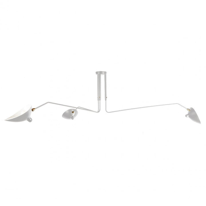 "Adjustable ceiling light with multiple arms, minimalist design, ideal for modern interiors, made of steel and aluminium."