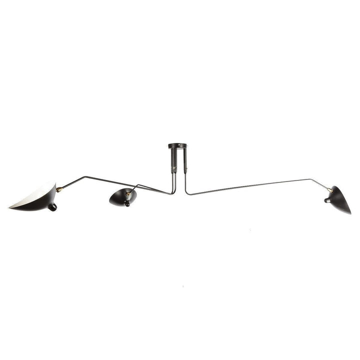 "Adjustable ceiling light with multiple arms, minimalist design, ideal for modern interiors, made of steel and aluminium."