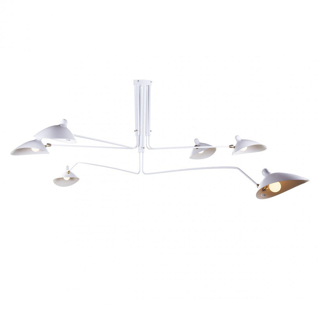 "Adjustable ceiling light with multiple arms, minimalist design, ideal for modern interiors, made of steel and aluminium."