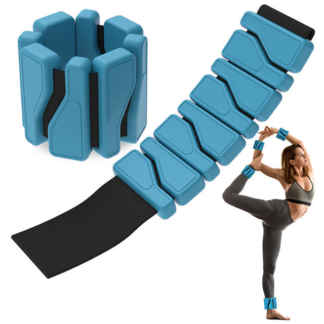 "Adjustable silicone wrist and ankle weights for women, sleek and stylish design, wearable as fitness bracelets."