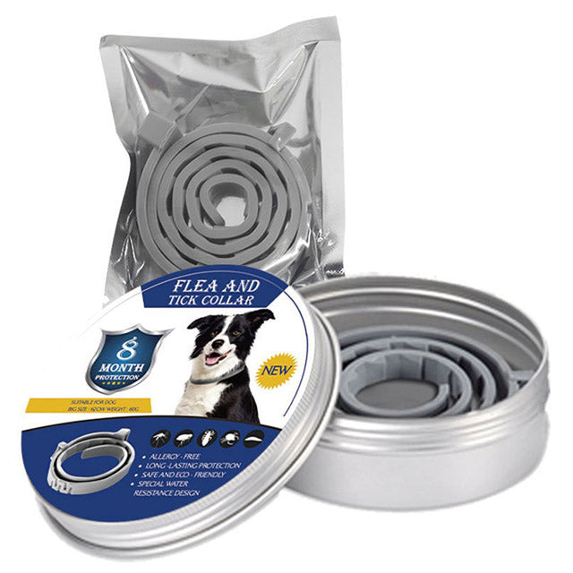 "Adjustable waterproof flea and tick collar for cats and dogs, featuring natural essential oils and eco-friendly design."