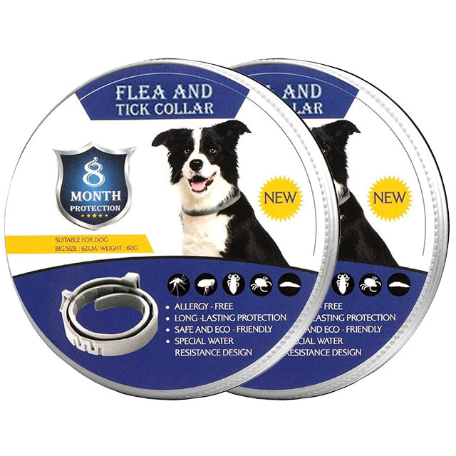 "Adjustable waterproof flea and tick collar for cats and dogs, featuring natural essential oils and eco-friendly design."