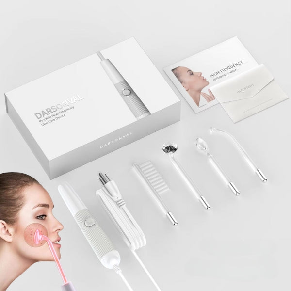"Advanced high-frequency facial and hair therapy device with neon wands for anti-aging, acne reduction, and scalp stimulation