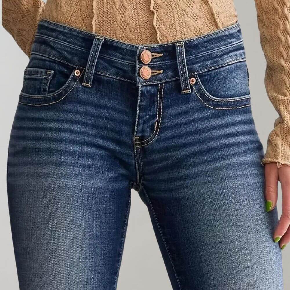 Women's Mid-Waist Slim Fit Stretch Flared Jeans