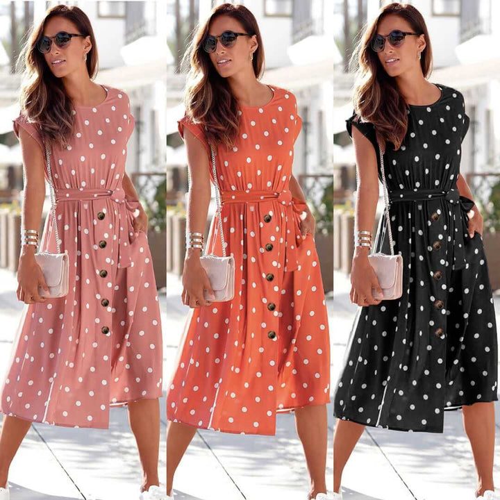 Women's Casual Polka Dot Midi Dress