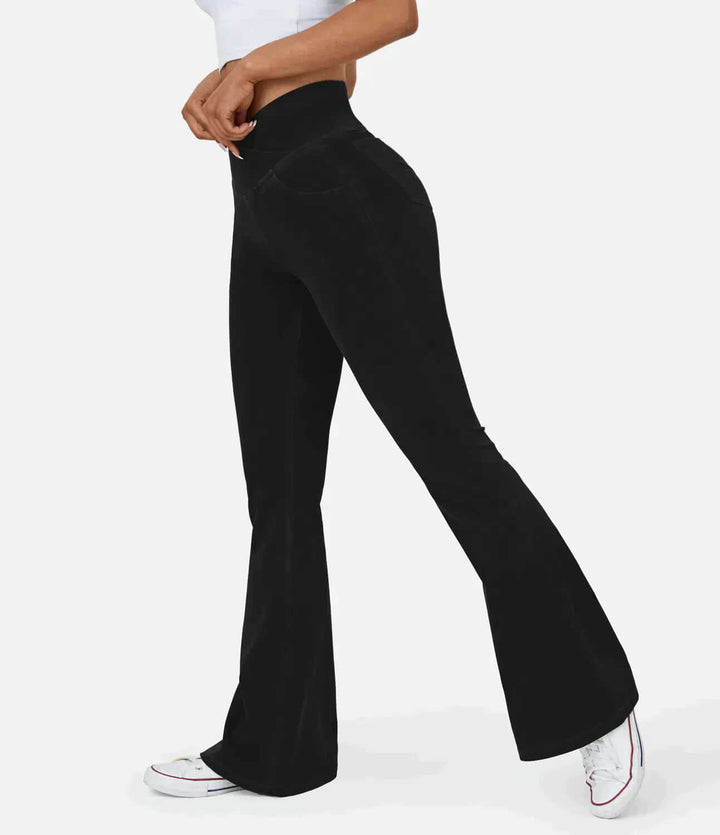 Women's High-Waisted Elasticated Flared Jeans