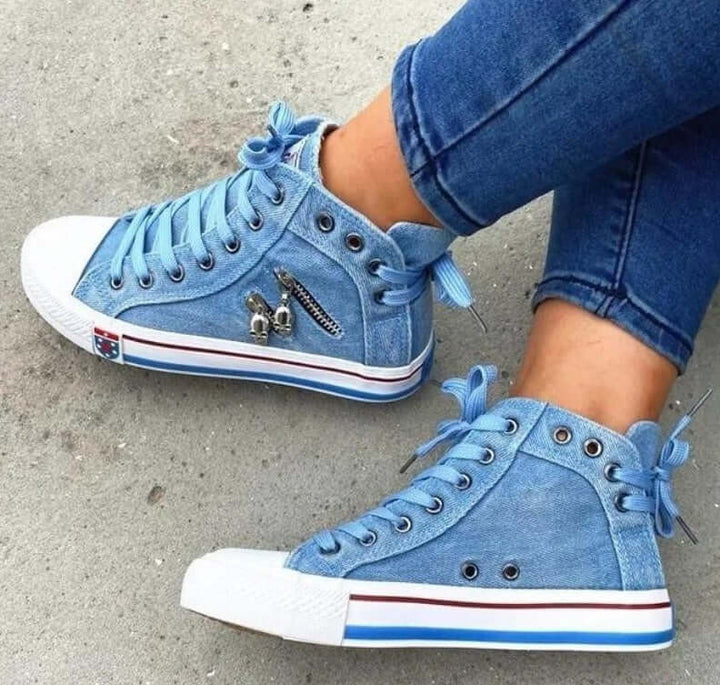 Women's Denim High-Top Sneakers