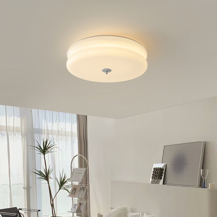 "Art Deco ceiling light with integrated LED, featuring geometric design in iron, metal, and glass for vintage elegance."