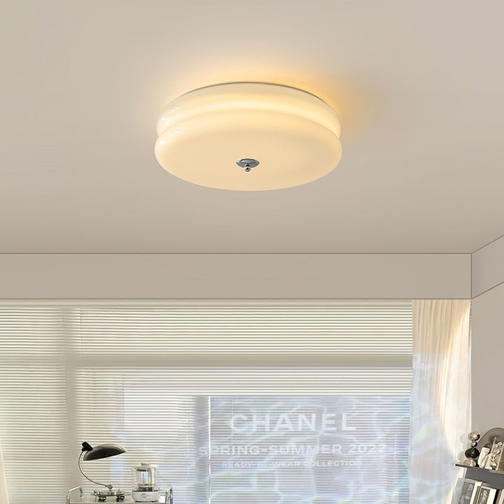 "Art Deco ceiling light with integrated LED, featuring geometric design in iron, metal, and glass for vintage elegance."