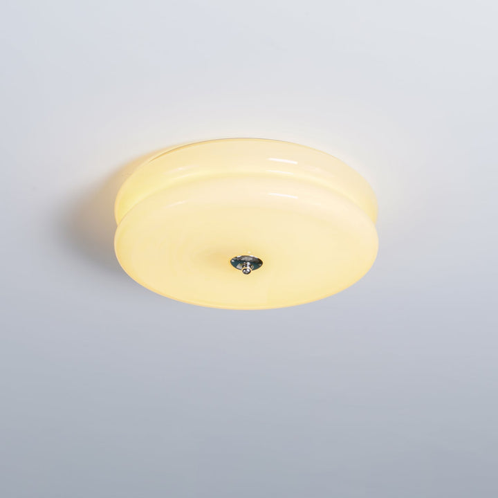 "Art Deco ceiling light with integrated LED, featuring geometric design in iron, metal, and glass for vintage elegance."