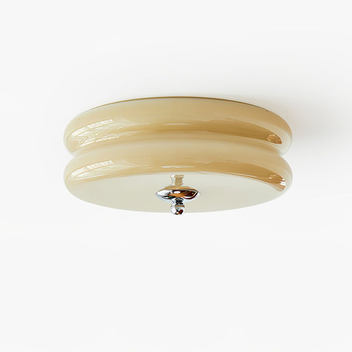 "Art Deco ceiling light with integrated LED, featuring geometric design in iron, metal, and glass for vintage elegance."