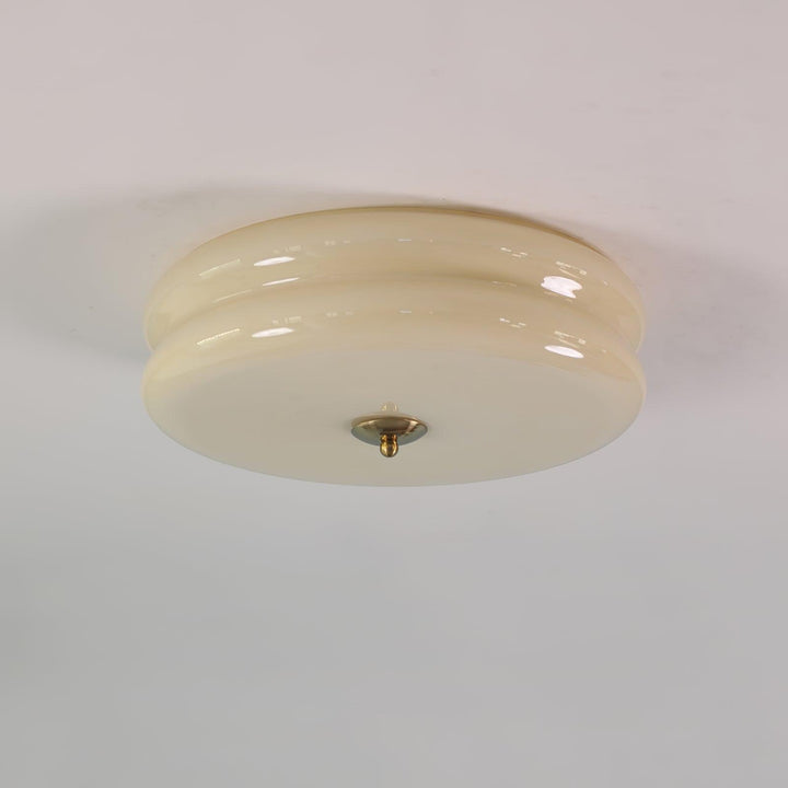 "Art Deco ceiling light with integrated LED, featuring geometric design in iron, metal, and glass for vintage elegance."