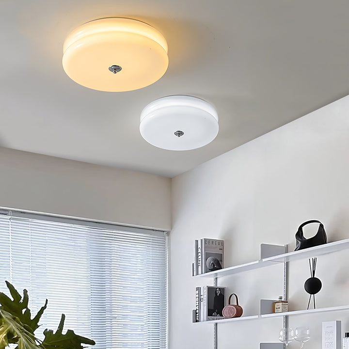 "Art Deco ceiling light with integrated LED, featuring geometric design in iron, metal, and glass for vintage elegance."