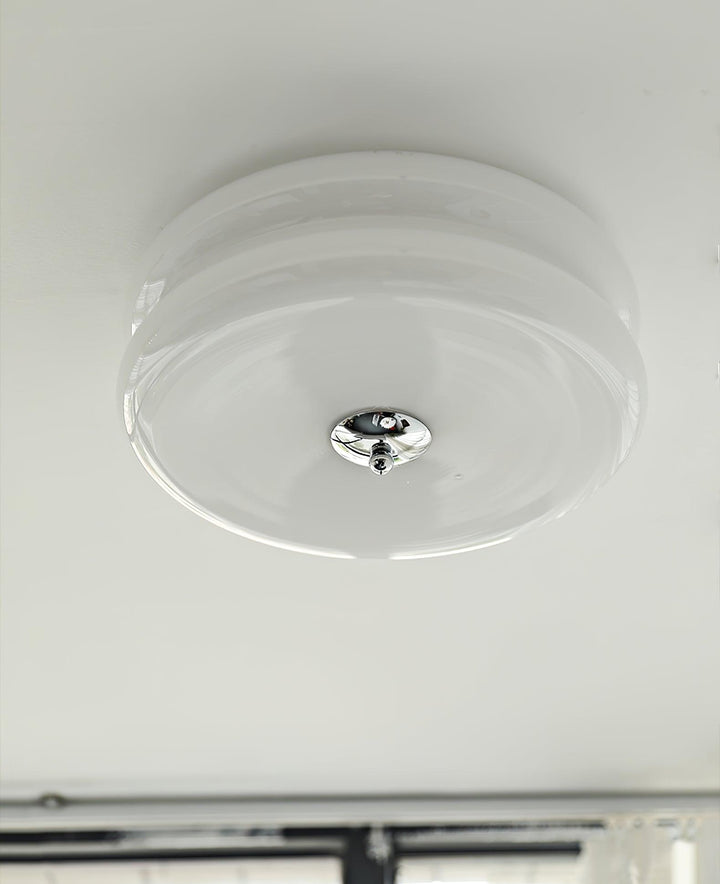 "Art Deco ceiling light with integrated LED, featuring geometric design in iron, metal, and glass for vintage elegance."