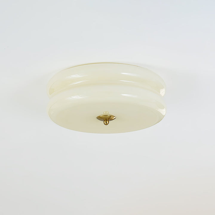 "Art Deco ceiling light with integrated LED, featuring geometric design in iron, metal, and glass for vintage elegance."