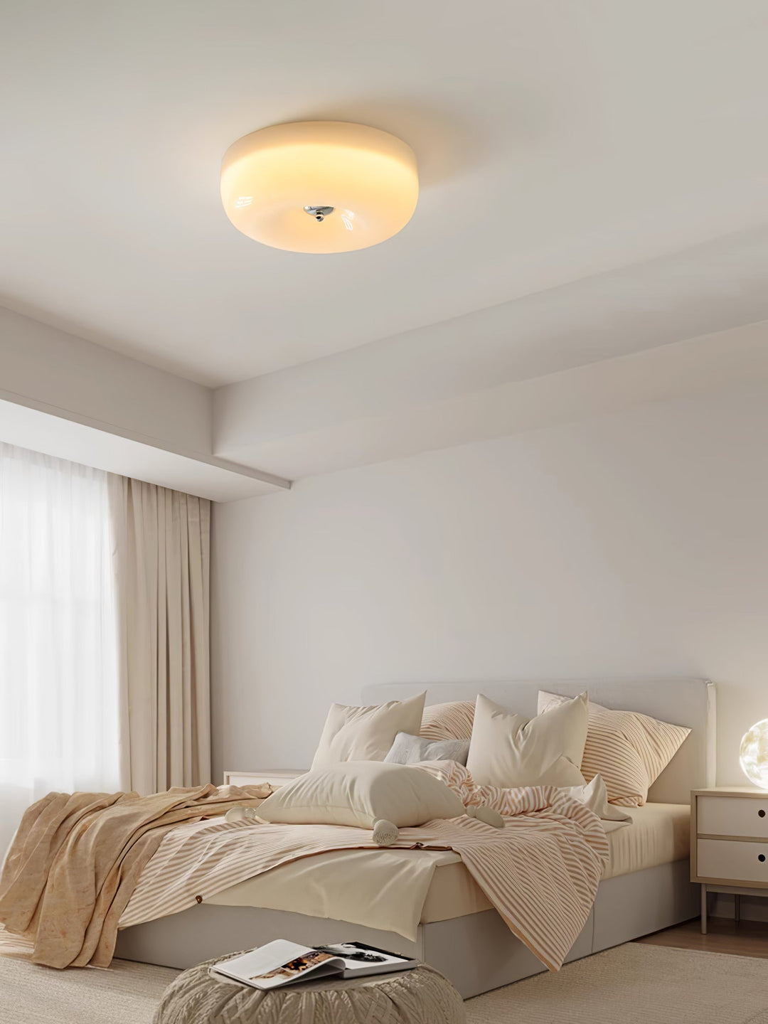 "Art Deco ceiling light with integrated LED, featuring geometric design in iron, metal, and glass for vintage elegance."