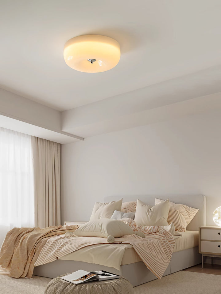 "Art Deco ceiling light with integrated LED, featuring geometric design in iron, metal, and glass for vintage elegance."