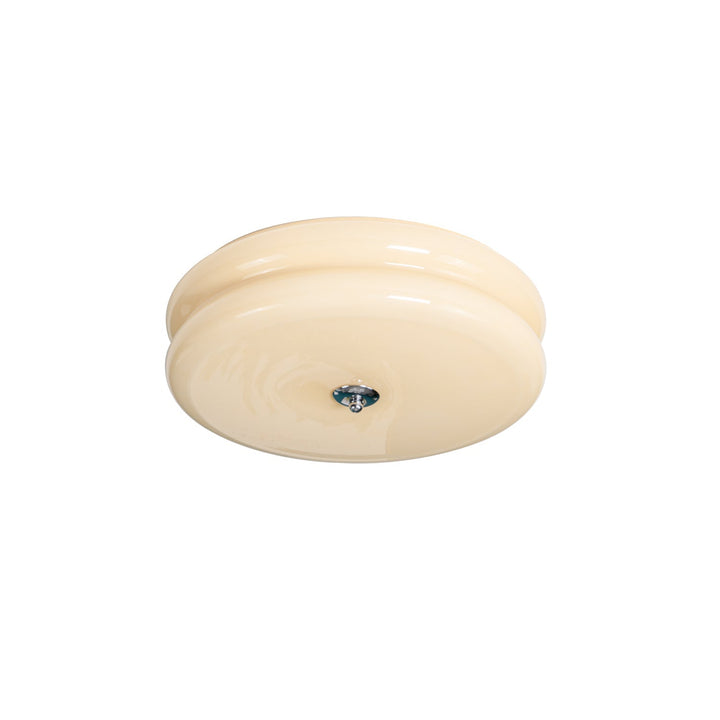 "Art Deco ceiling light with integrated LED, featuring geometric design in iron, metal, and glass for vintage elegance."