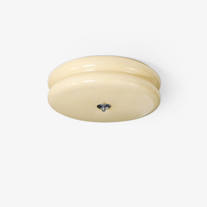 "Art Deco ceiling light with integrated LED, featuring geometric design in iron, metal, and glass for vintage elegance."