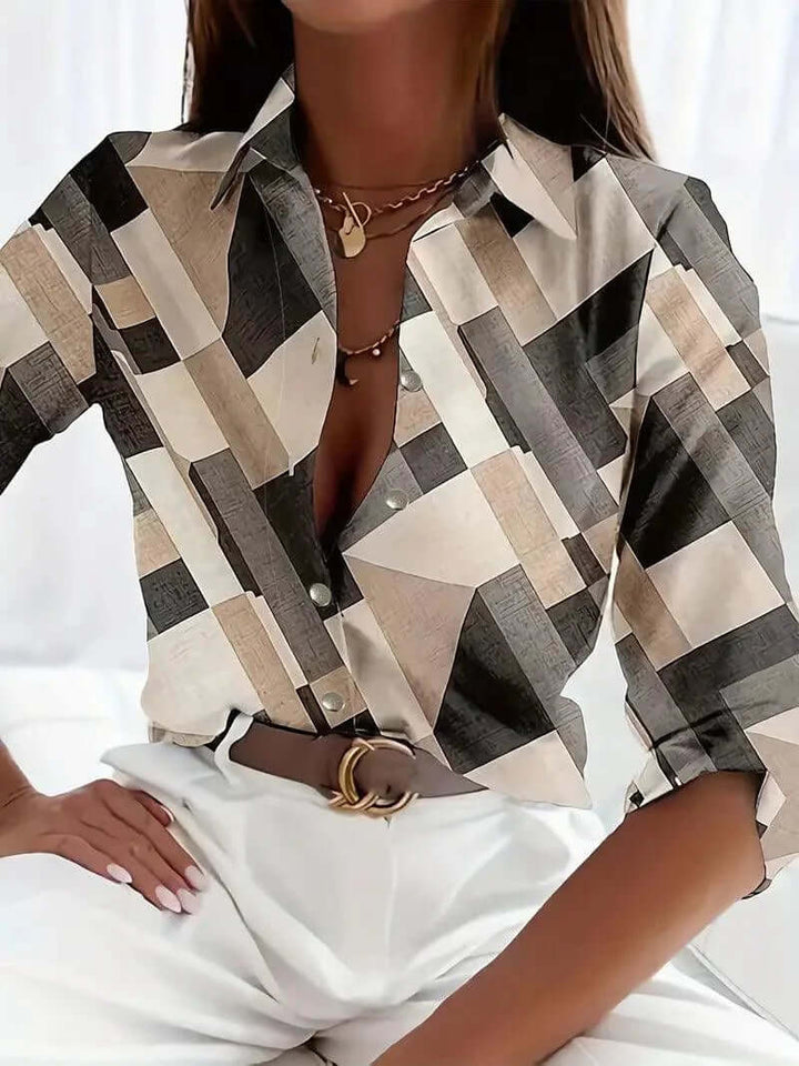 Women's Floral Plaid Button-Up Shirt