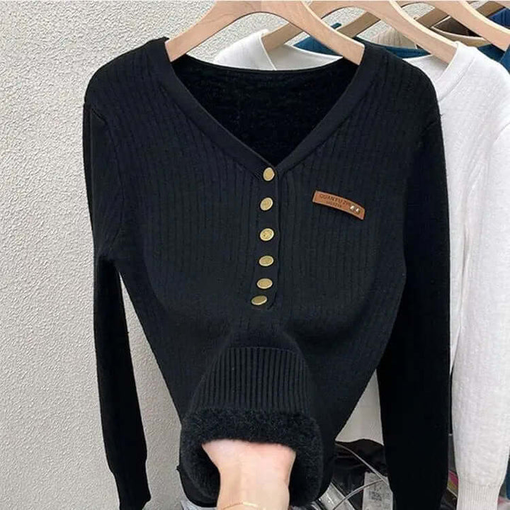Women's V-Neck Knitted Jumper